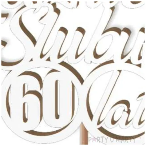 pik ozdobny 60 rocznica slubu bialy 24 cm