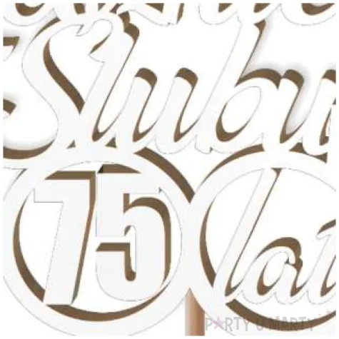 pik ozdobny 75 rocznica slubu bialy 24 cm