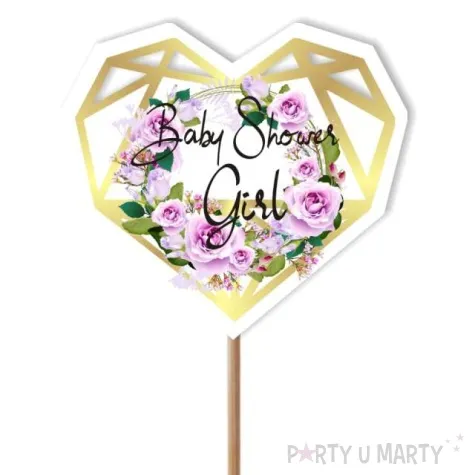 pik ozdobny baby shower girl kwiaty 24 cm