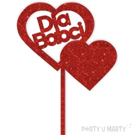 pik ozdobny dla babci akryl czerwony brokat 24 cm