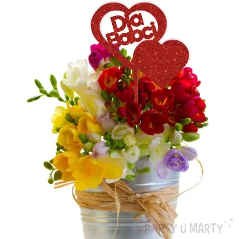 pik ozdobny dla babci akryl czerwony brokat 24 cm