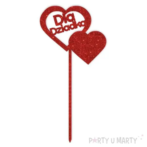 pik ozdobny dla dziadka akryl czerwony brokat 24 cm