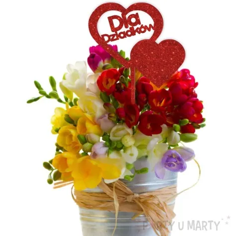 pik ozdobny dla dziadkow akryl czerwony brokat 24 cm