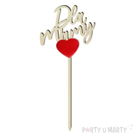 pik ozdobny dla mamy tyczka z czerwonym sercem 23 cm