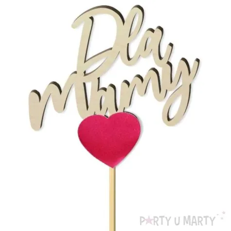 pik ozdobny dla mamy z magentowym sercem 24 cm