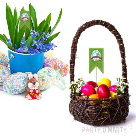 pik ozdobny do koszyczka baranek wielkanocny zielony 23cm