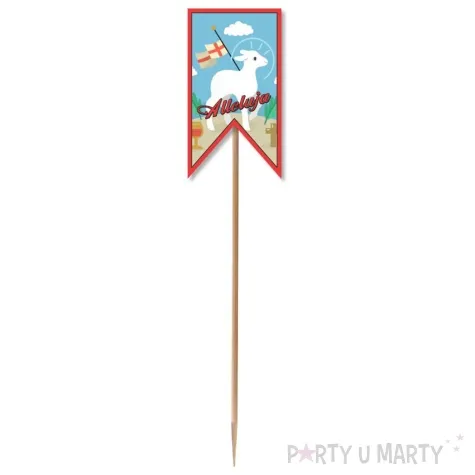 pik ozdobny do koszyczka baranek z choragiewka 23cm