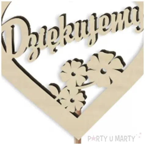 pik ozdobny dziekujemy z sercem drewno 24 cm
