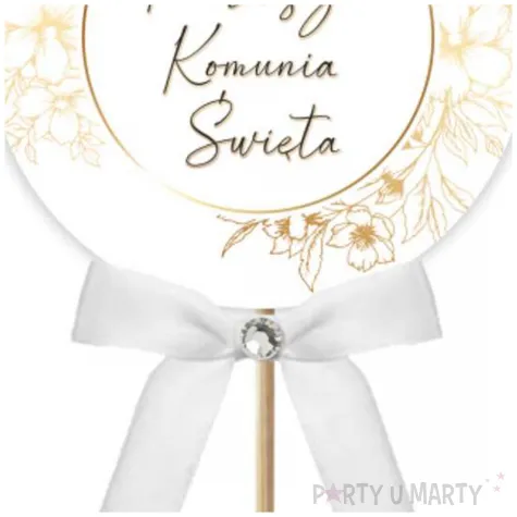 pik ozdobny lux komunia gold line kokardka z cyrkonia 28cm