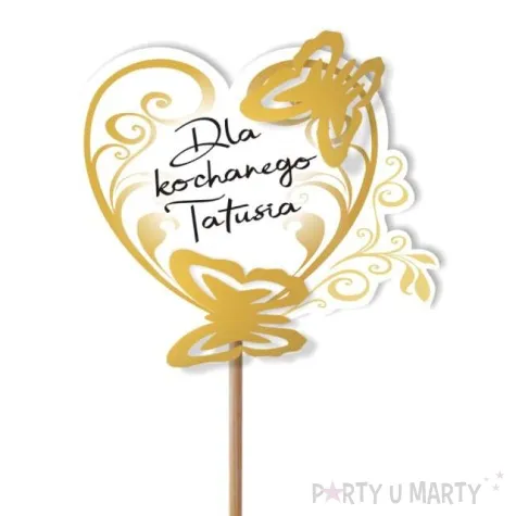 pik ozdobny motyle 3d dla kochanego tatusia zloty 24 cm