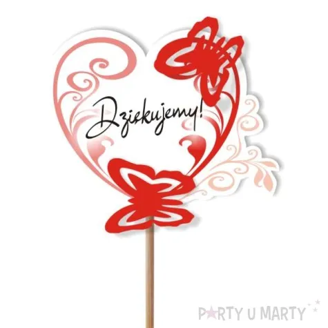 pik ozdobny motyle 3d dziekujemy czerwony 24 cm