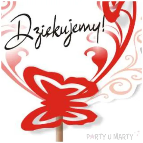 pik ozdobny motyle 3d dziekujemy czerwony 24 cm