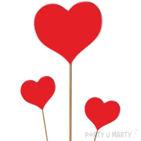 pik ozdobny trzy akrylowe serca czerwony 25 i 8 cm 3 szt