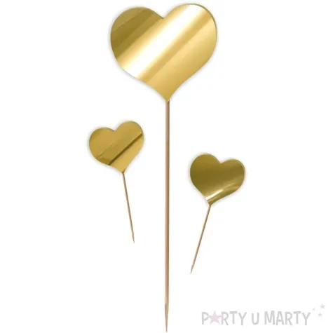 pik ozdobny trzy akrylowe serca zloty lustrzany 25 i 8 cm 3 szt