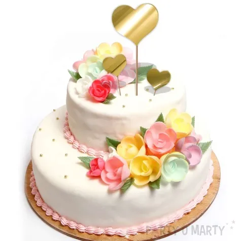 pik ozdobny trzy akrylowe serca zloty lustrzany 25 i 8 cm 3 szt