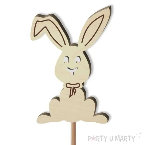 pik ozdobny zajaczek z kokardka drewno 24 cm