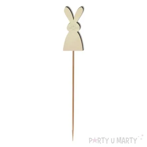 pik ozdobny zajaczek z wasami drewno 24 cm
