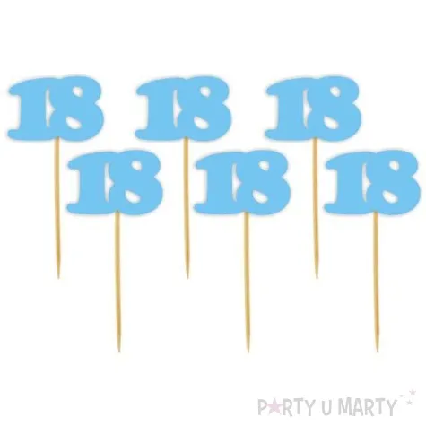 pikery 18 urodziny classic blekitne 6 szt