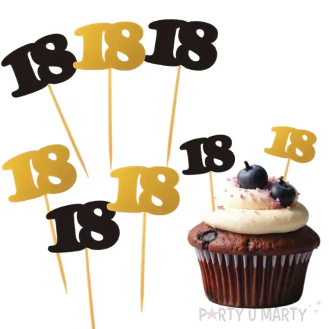 pikery 18 urodziny classic zloto czarne 6 szt
