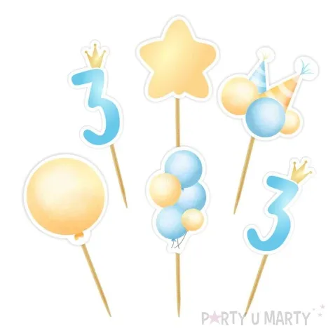 pikery 3 urodziny baloniki blekitny 6 szt