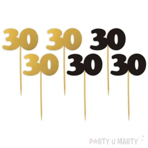 pikery 30 urodziny classic zloto czarne 6 szt