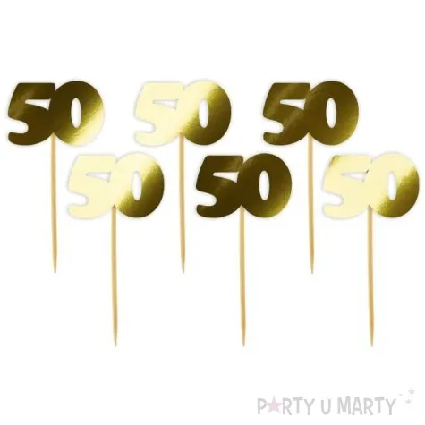 pikery 50 urodziny classic zlote metalik 6 szt