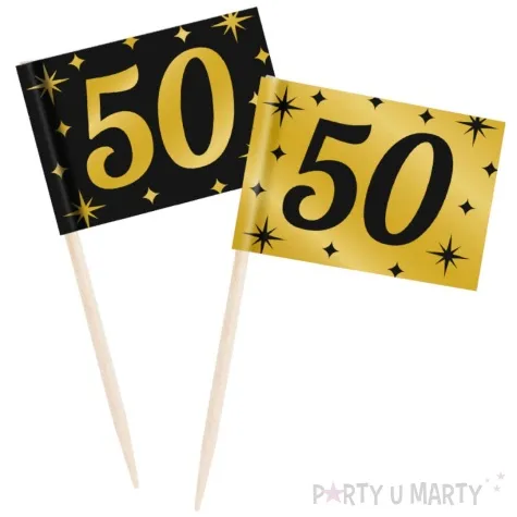 pikery 50 urodziny classy party czarno zlote 50 szt pd party