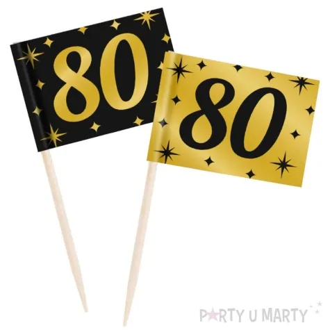 pikery 80 urodziny classy party czarno zlote 50 szt pd party