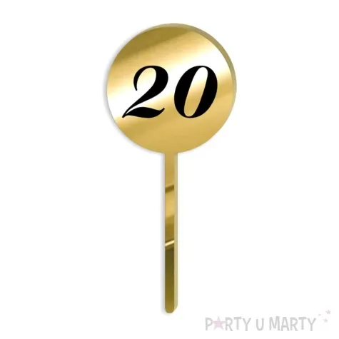 pikery akrylowe cyfra 20 urodziny zloty lustrzany 6 szt