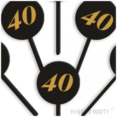 pikery akrylowe cyfra 40 urodziny czarne 6 szt