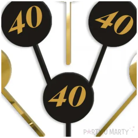 pikery akrylowe cyfra 40 urodziny zloto czarne 6 szt