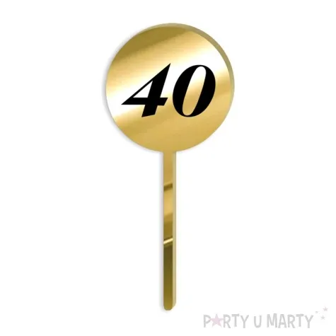 pikery akrylowe cyfra 40 urodziny zloty lustrzany 6 szt