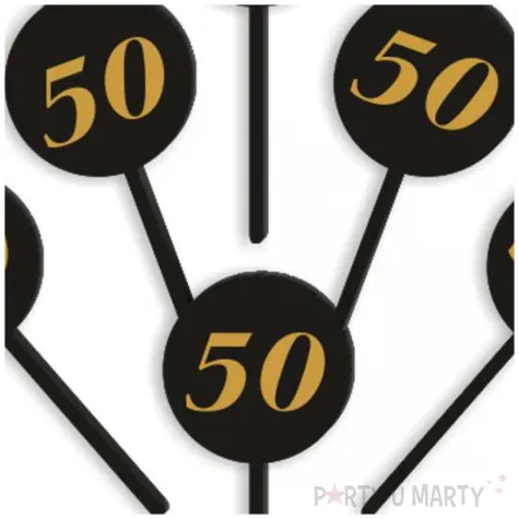 pikery akrylowe cyfra 50 urodziny czarne 6 szt