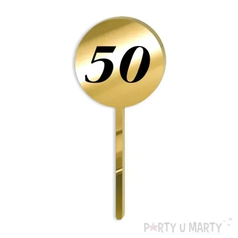 pikery akrylowe cyfra 50 urodziny zloty lustrzany 6 szt