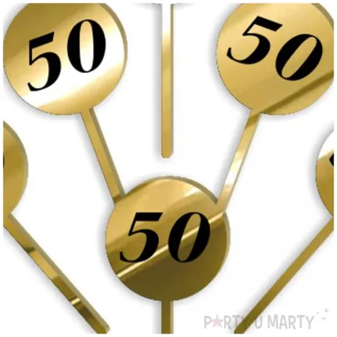 pikery akrylowe cyfra 50 urodziny zloty lustrzany 6 szt