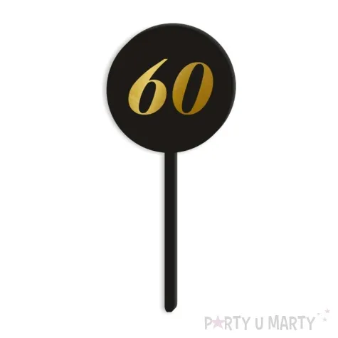 pikery akrylowe cyfra 60 urodziny czarne 6 szt