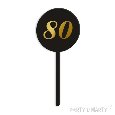 pikery akrylowe cyfra 80 urodziny czarne 6 szt