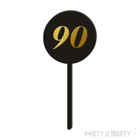pikery akrylowe cyfra 90 urodziny czarne 6 szt