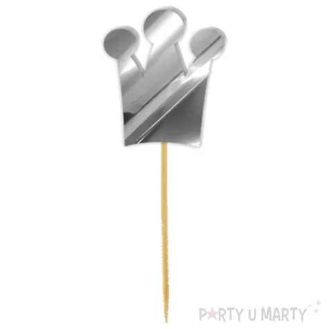 pikery akrylowe korony srebrny lustrzany 6 szt