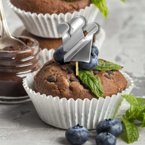 pikery akrylowe korony srebrny lustrzany 6 szt