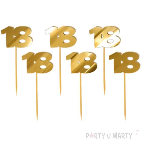 pikery akrylowe liczba 18 zloty lustrzany 6 szt