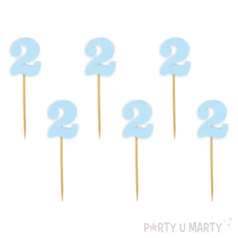 pikery akrylowe liczba 2 blekitny pastelowy 6 szt