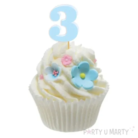 pikery akrylowe liczba 3 blekitny pastelowy 6 szt