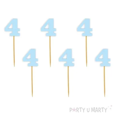 pikery akrylowe liczba 4 blekitny pastelowy 6 szt