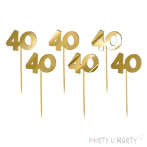 pikery akrylowe liczba 40 zloty lustrzany 6 szt