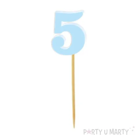 pikery akrylowe liczba 5 blekitny pastelowy 6 szt