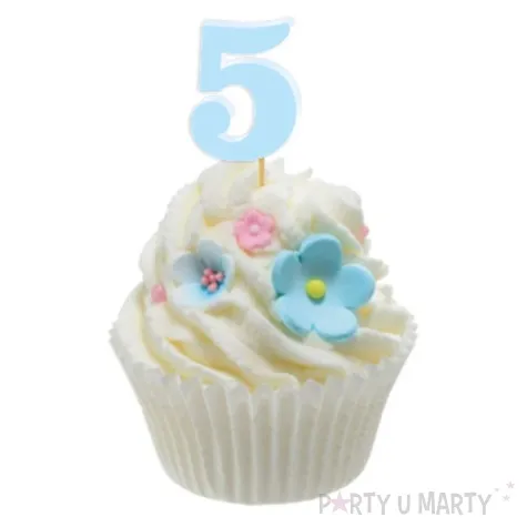 pikery akrylowe liczba 5 blekitny pastelowy 6 szt