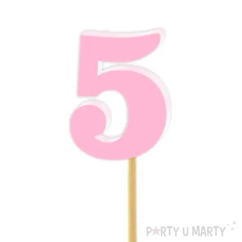 pikery akrylowe liczba 5 rozowy pastelowy 6 szt