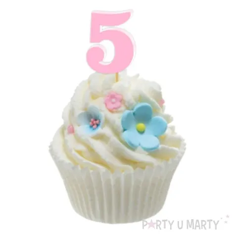 pikery akrylowe liczba 5 rozowy pastelowy 6 szt