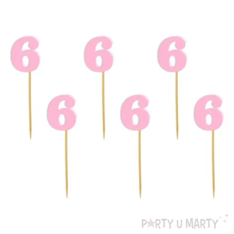 pikery akrylowe liczba 6 rozowy pastelowy 6 szt